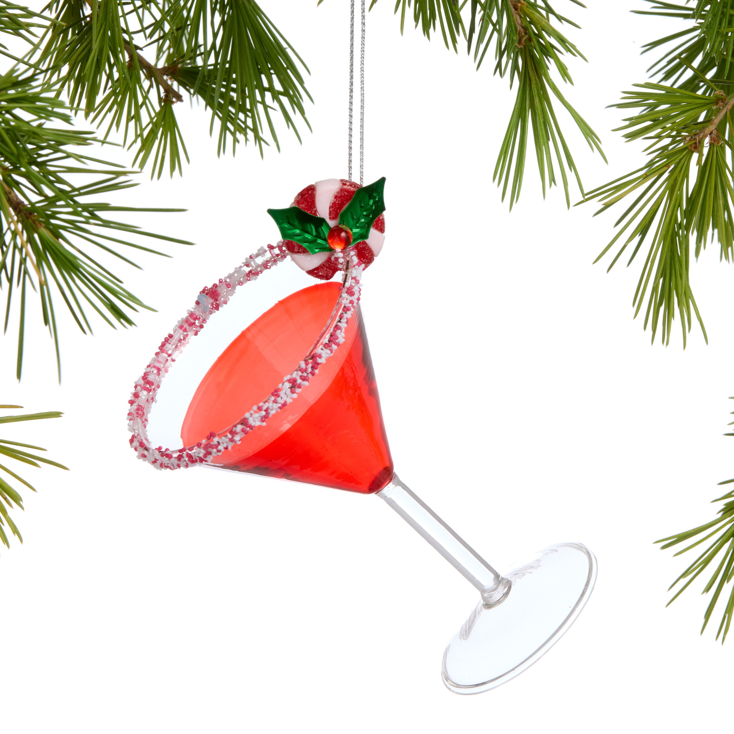 Glass Peppermint Cocktail Ornament | World Market