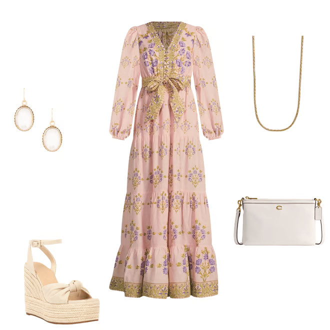 A Loves A Floral Printed Long Sleeve V-Neck Self Tie Maxi Dress | Dillard's | Dillard's