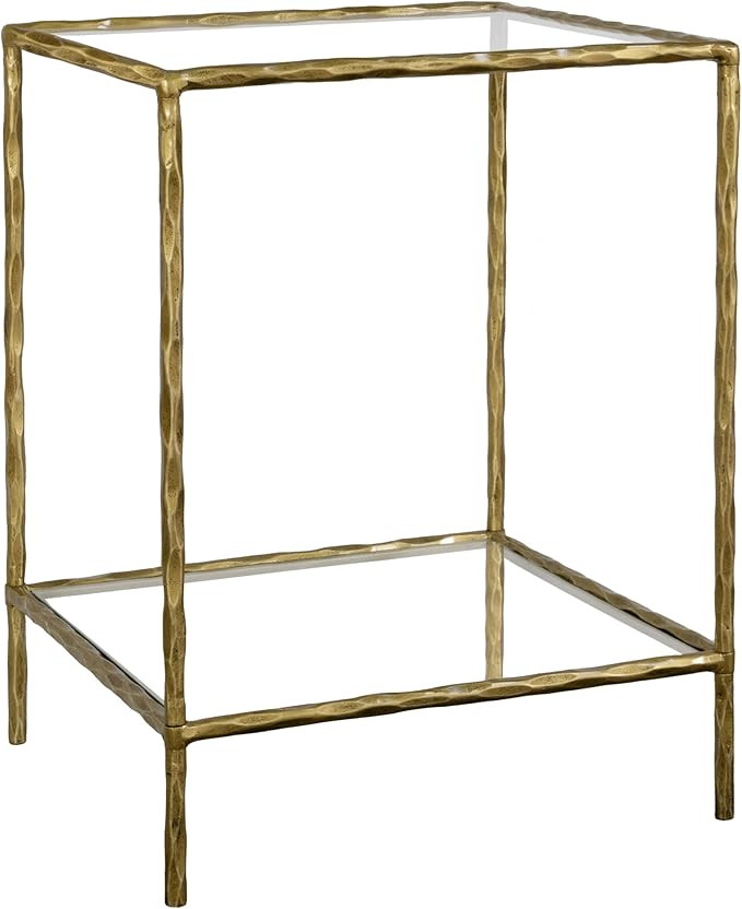BEGINS Hand Forged Side Table 2 Tier, Vintage End Table Glass Top Coffee Table, Accent Table with... | Amazon (US)
