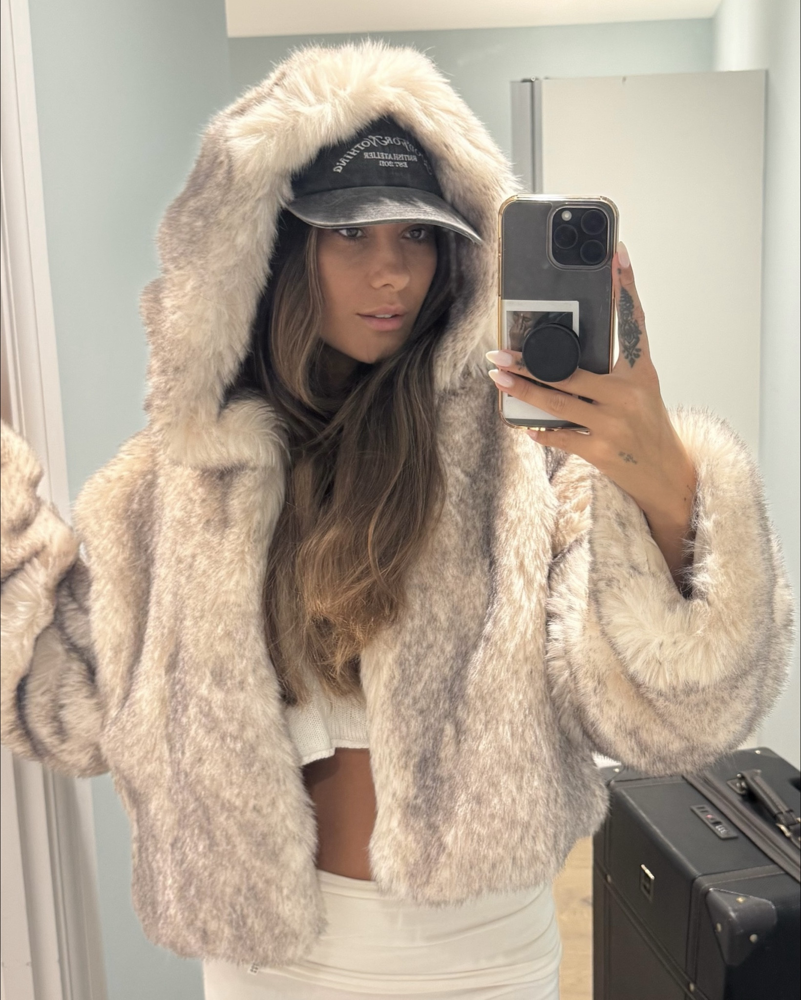 Faux Fur Coat with Hood 🤍