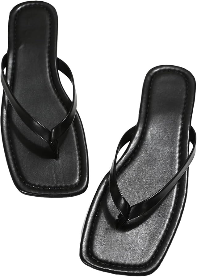 GORGLITTER Women's Flip Flops Square Thong Sandals Summer Flat Slippers | Amazon (US)