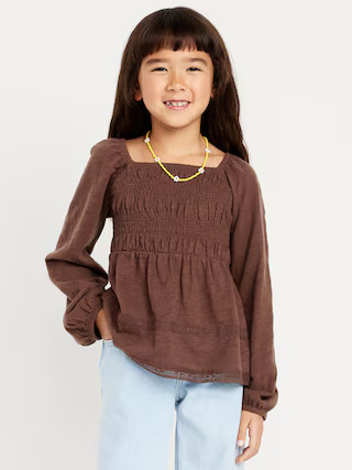 Long-Sleeve Smocked Top for Girls | Old Navy (US)