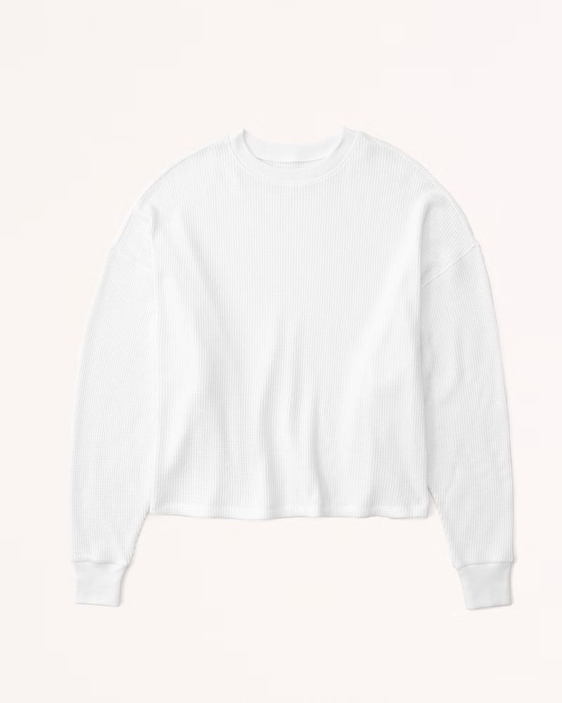 Long-Sleeve Oversized Waffle Tee | Abercrombie & Fitch (US)