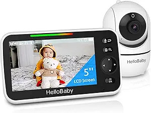 HelloBaby Upgrade Monitor, 5''Sreen with 30-Hour Battery, Pan-Tilt-Zoom Video Baby Monitor with C... | Amazon (US)