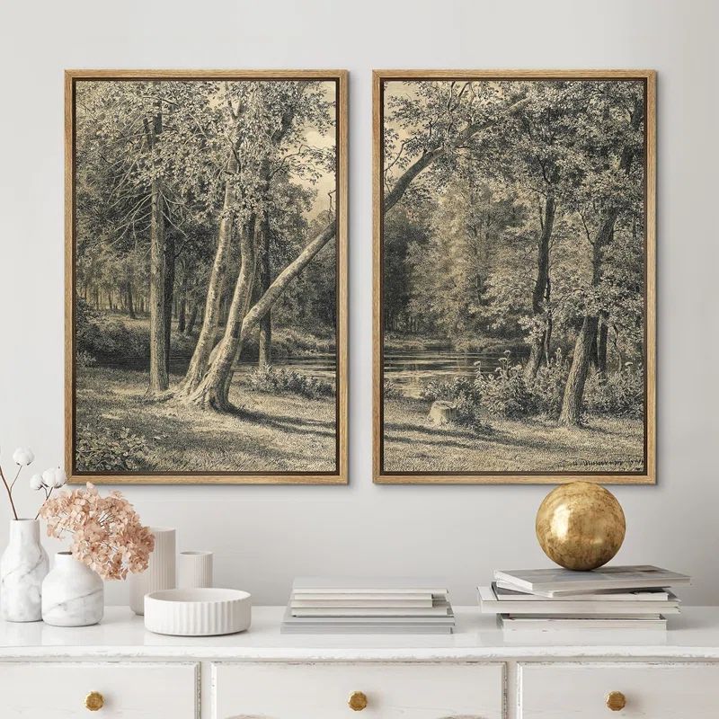 Rustic Countryside " Forest Trees Landscape " 2 - Pieces | Wayfair North America