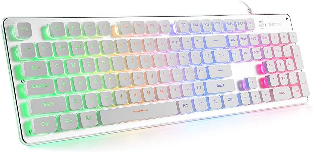 LANGTU Membrane Gaming Keyboard, Rainbow LED Backlit Quiet Keyboard for Office, USB Wired All-Met... | Amazon (US)
