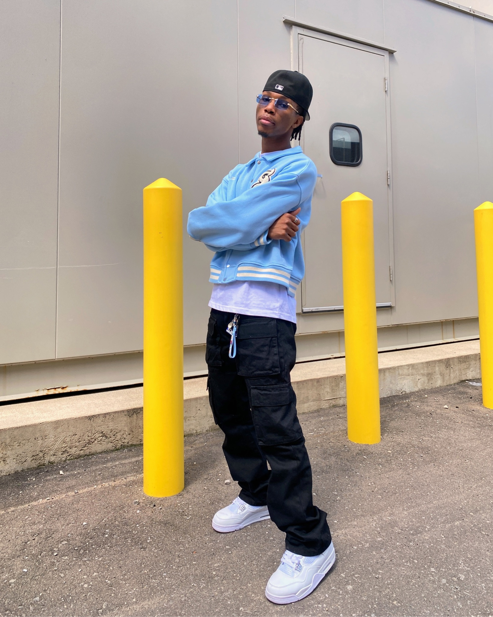 Casual streetwear outfit 
Cargo pants + Light blue jacket 

#LTKU #LTKFind #LTKmens