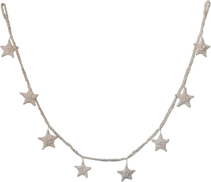 Creative Co-Op Handmade Cotton Blend Star Garland, Natural | Amazon (US)