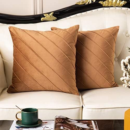 Lipo Velvet Throw Pillow Covers 20 x 20, Set of 2 Square Pillowcase Solid Cushion Case Home Decor... | Amazon (US)