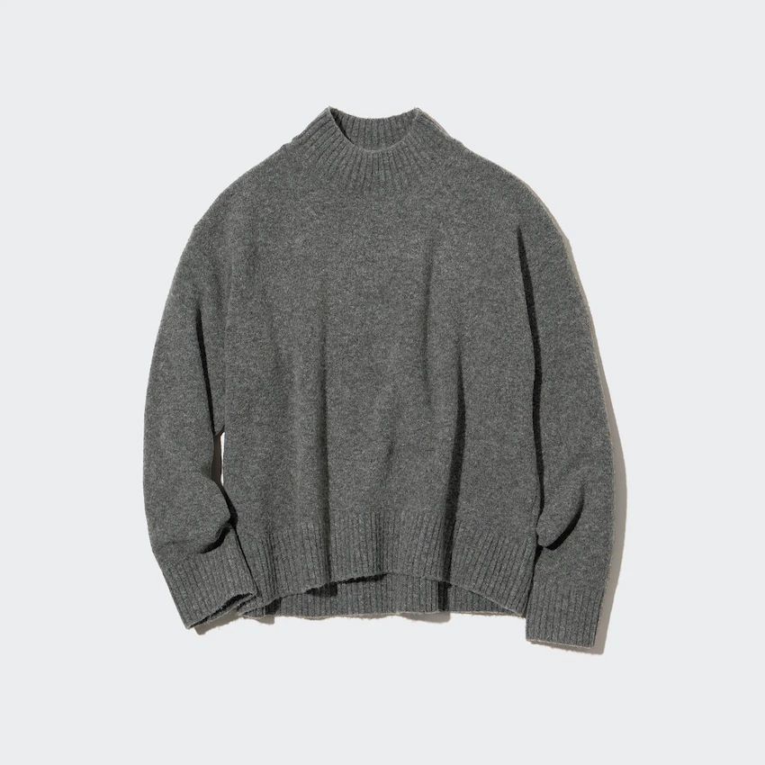 Souffle Yarn Mock Neck Long-Sleeve Sweater | UNIQLO (US)
