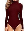 MANGOPOP Long Sleeve Bodysuits for Women Mock Turtle Neck Ribbed Body Suit Tops | Amazon (US)