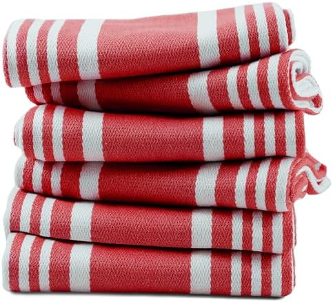 TEXAS LINEN CO. American Stripe Kitchen Towels 100% Cotton Pack of 6, Highly Absorbent Quick Dryi... | Amazon (US)