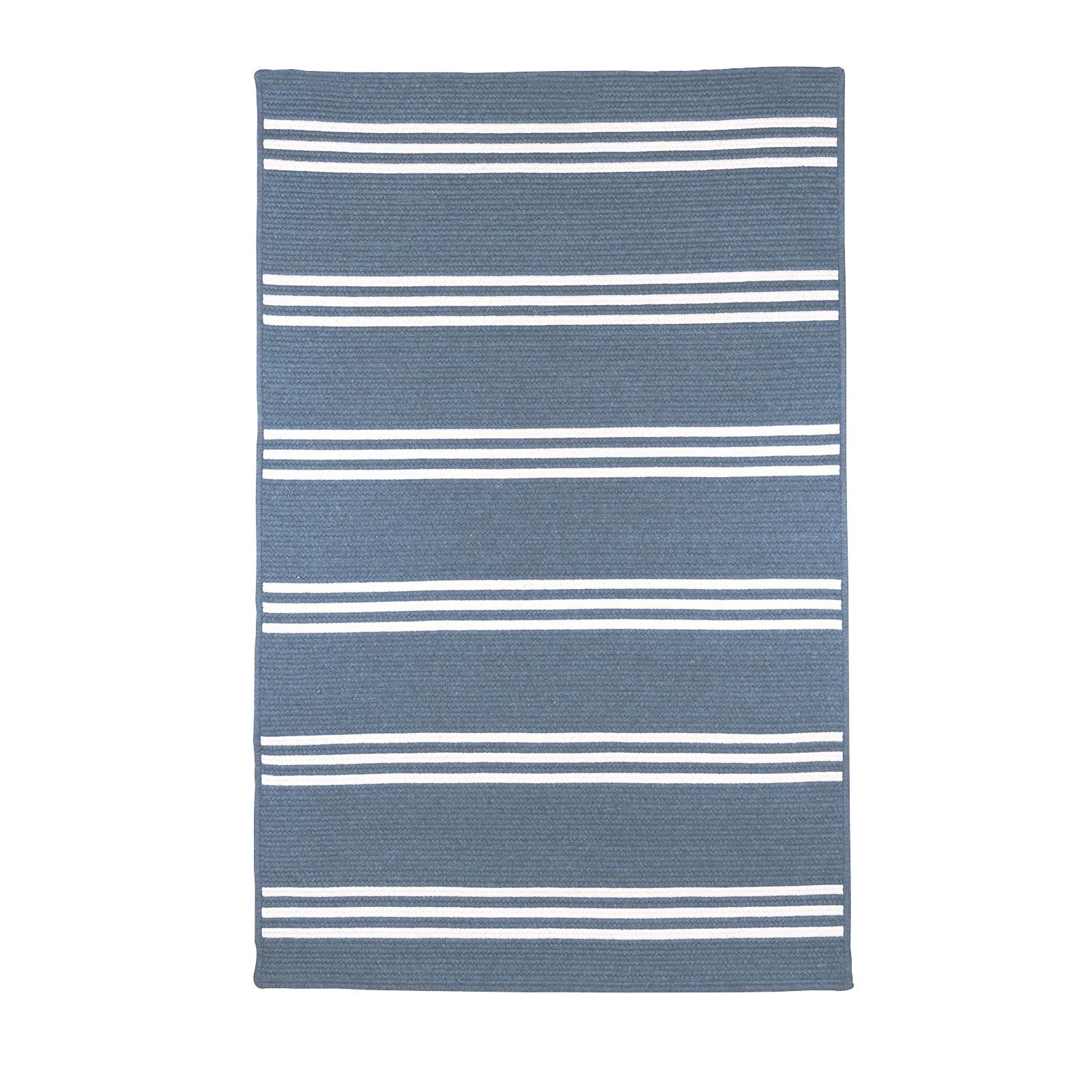 Rugby Stripe Rug in Natural and Lake Blue | Brooke and Lou