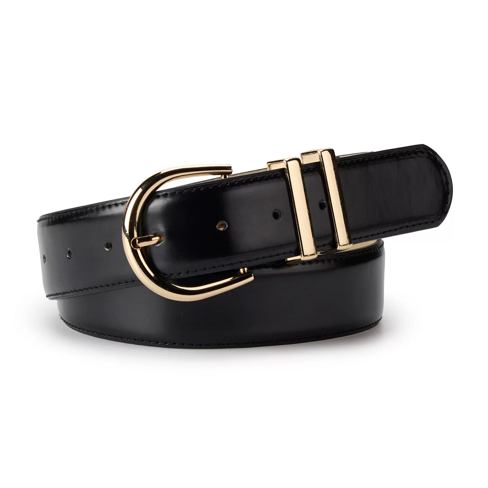 Women's Nine West Rounded Harness and Loop Belt, Size: XL, Black Gold | Kohl's
