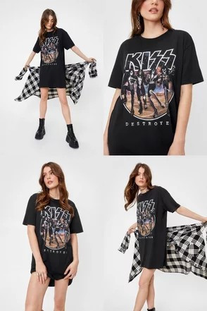 Kiss Destroyer Graphic Band T-Shirt Dress | Nasty Gal (US)