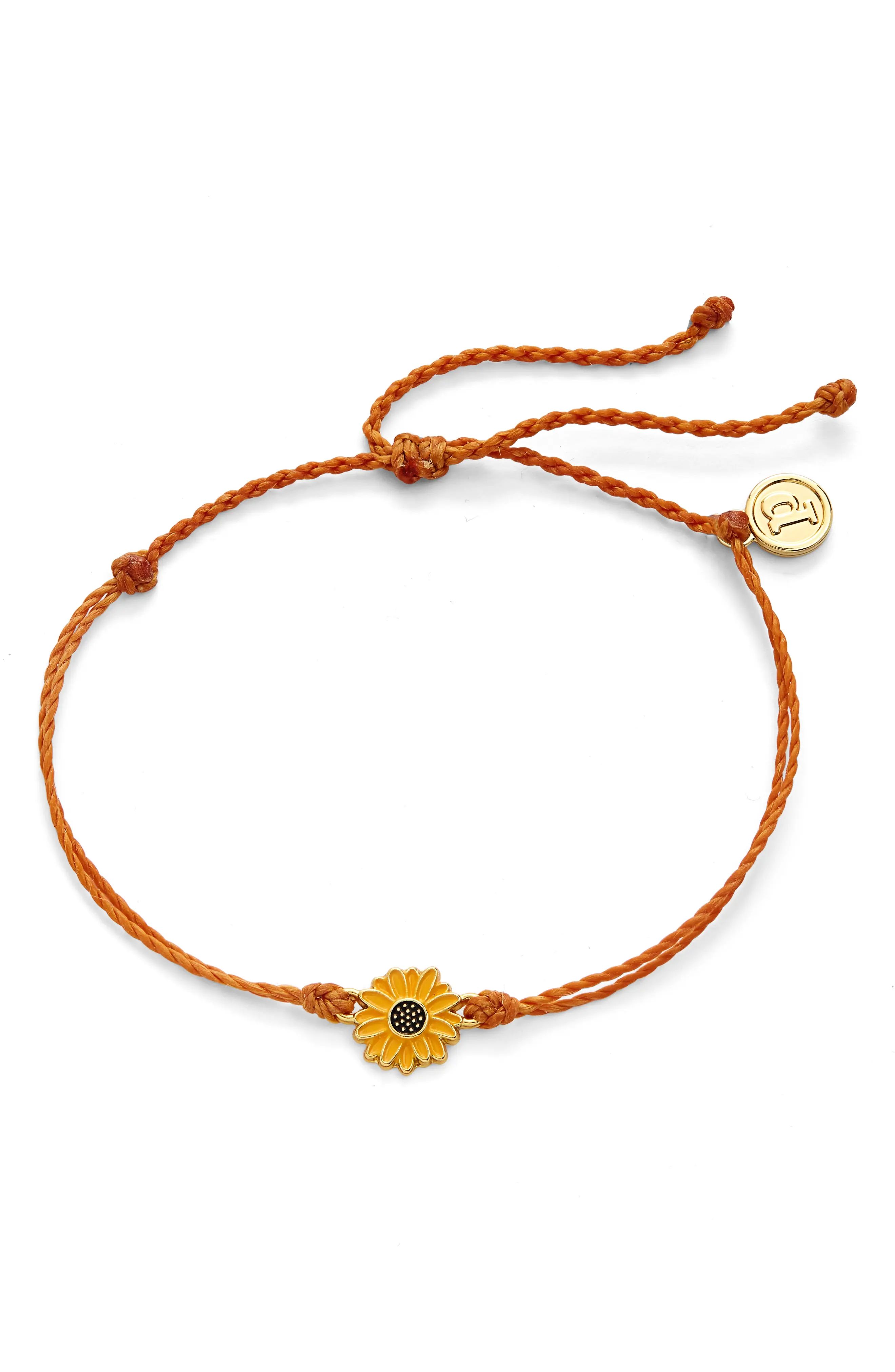 Pura Vida Sunflower Pendant Bracelet in Burnt Orange at Nordstrom | Nordstrom