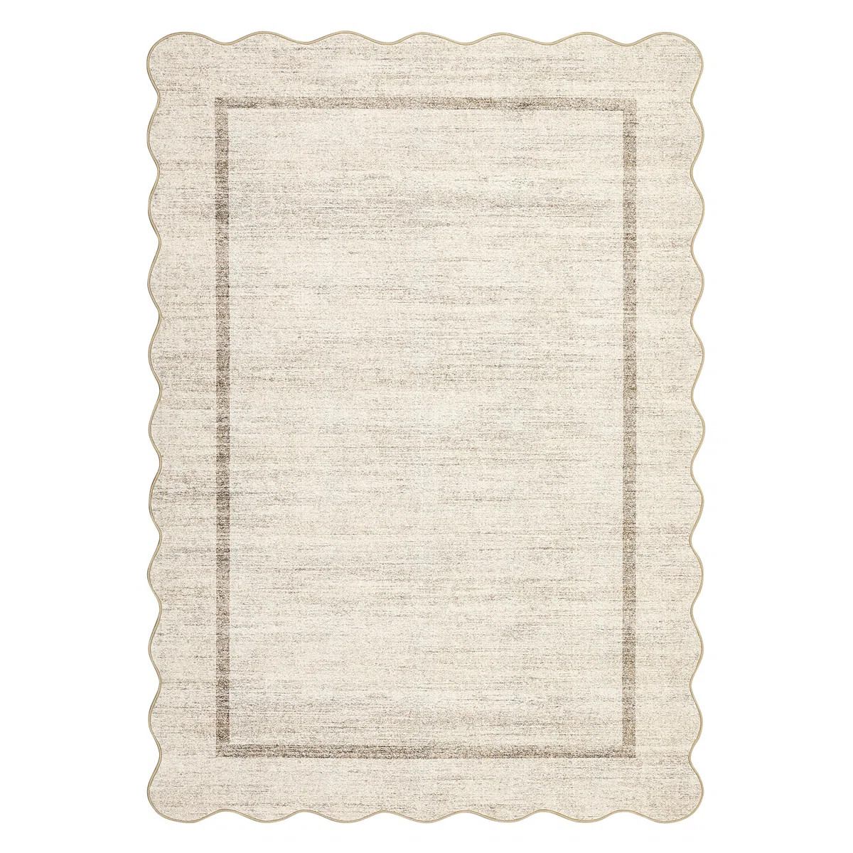 Scalloped Machine Washable Rug Non-Slip Bordered Floor Mats Non-Shedding Soft Low Pile Modern Acc... | Wayfair North America
