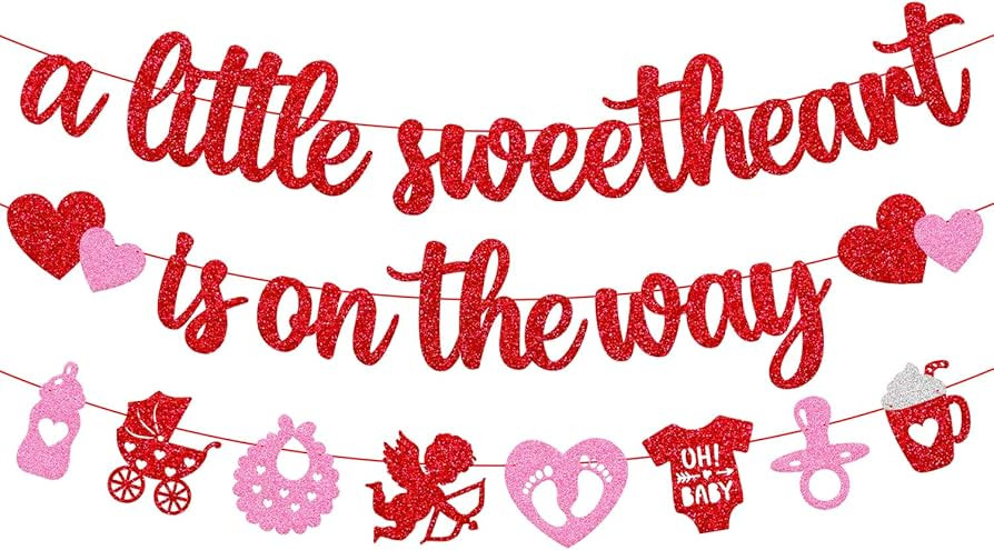 A Little Sweetheart is on The Way Banner Valentines Day Baby Shower Party Decorations for Baby Ha... | Amazon (US)