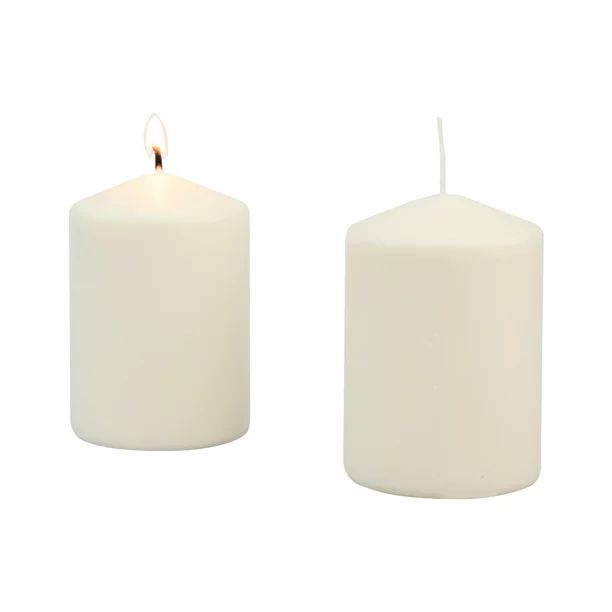 Stonebriar Tall 3 x 4 Inch Unscented Ivory Pillar Candle Set, Candle Decor for Lanterns, Hurrican... | Walmart (US)