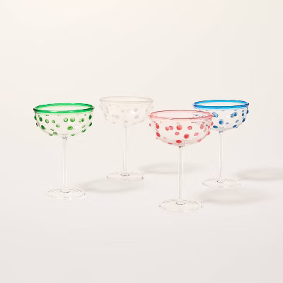8.11oz 4pc Polka Dot Acrylic Coupe Drinkware Set Cream/Green/Pink/Blue - kate spade new york x Ta... | Target