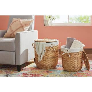 StyleWell Seagrass Lidded Tote Storage Baskets with Lining (Set of 2) JY4142HDB - The Home Depot | The Home Depot