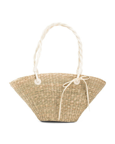 Bow Twist Handle Seagrass Tote | TJ Maxx
