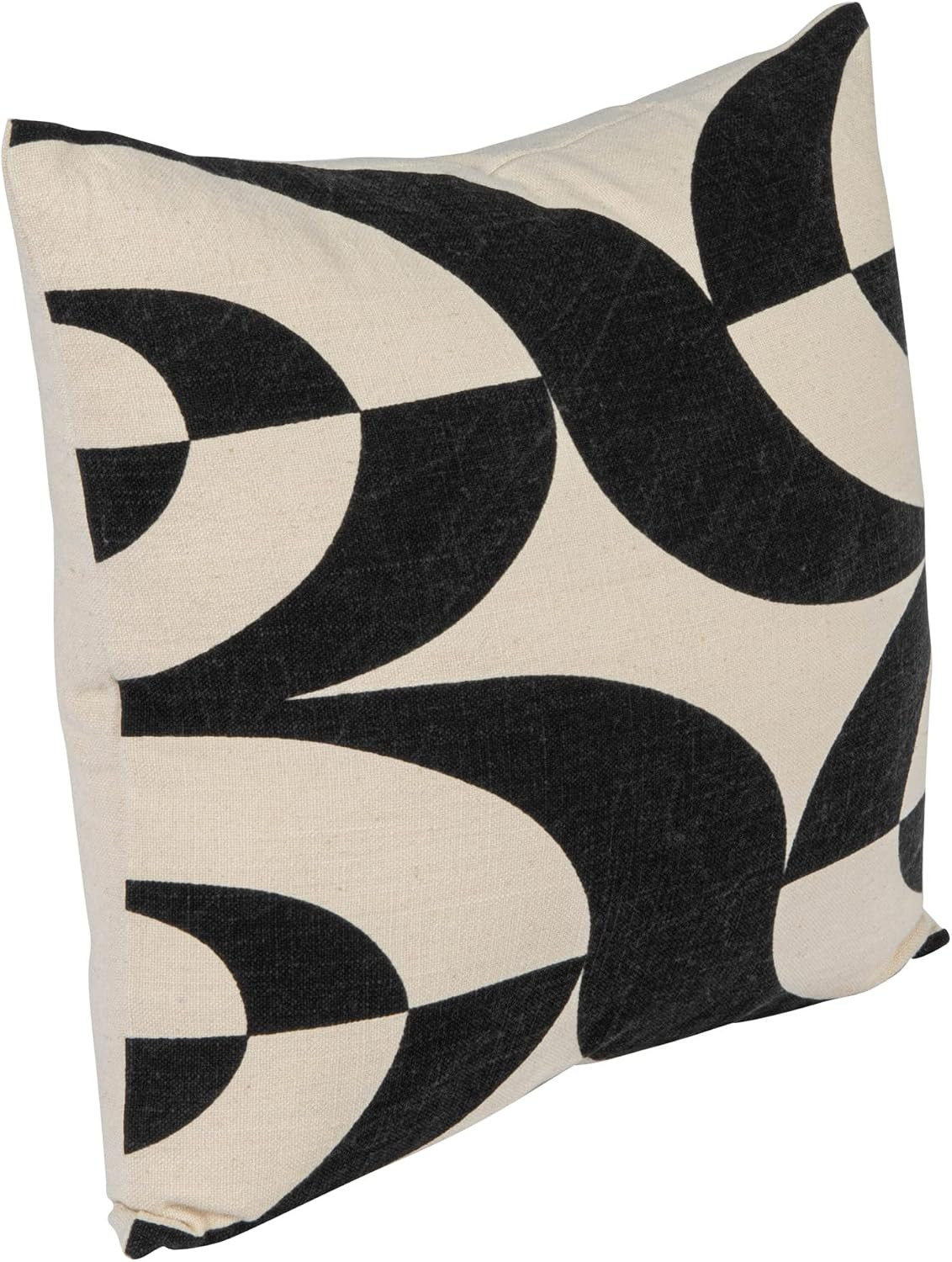 Bloomingville Cotton Slub Throw Pillow with Abstract Print, Black and White | Amazon (US)