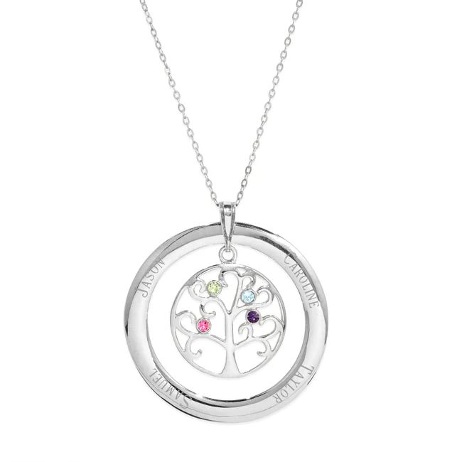 4 Stone Personalized Birthstone Family Tree Necklace | Eve's Addiction