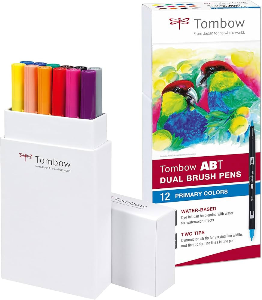 Tombow ABT Dual Brush Pen - Primary Colours (Pack of 12) | Amazon (UK)
