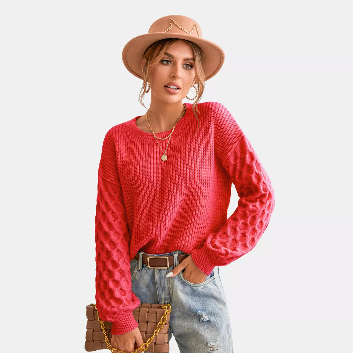 Women‘s Cream Sweater Long Sleeve Honeycomb Knit Pullover - Cupshe | Target