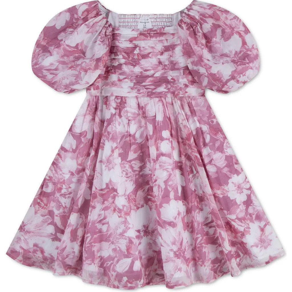 abercrombie kids Kids' Cotton Puff Sleeve Cotton Voile Sundress in Amranf Cas at Nordstrom, Size 11-12 | Nordstrom