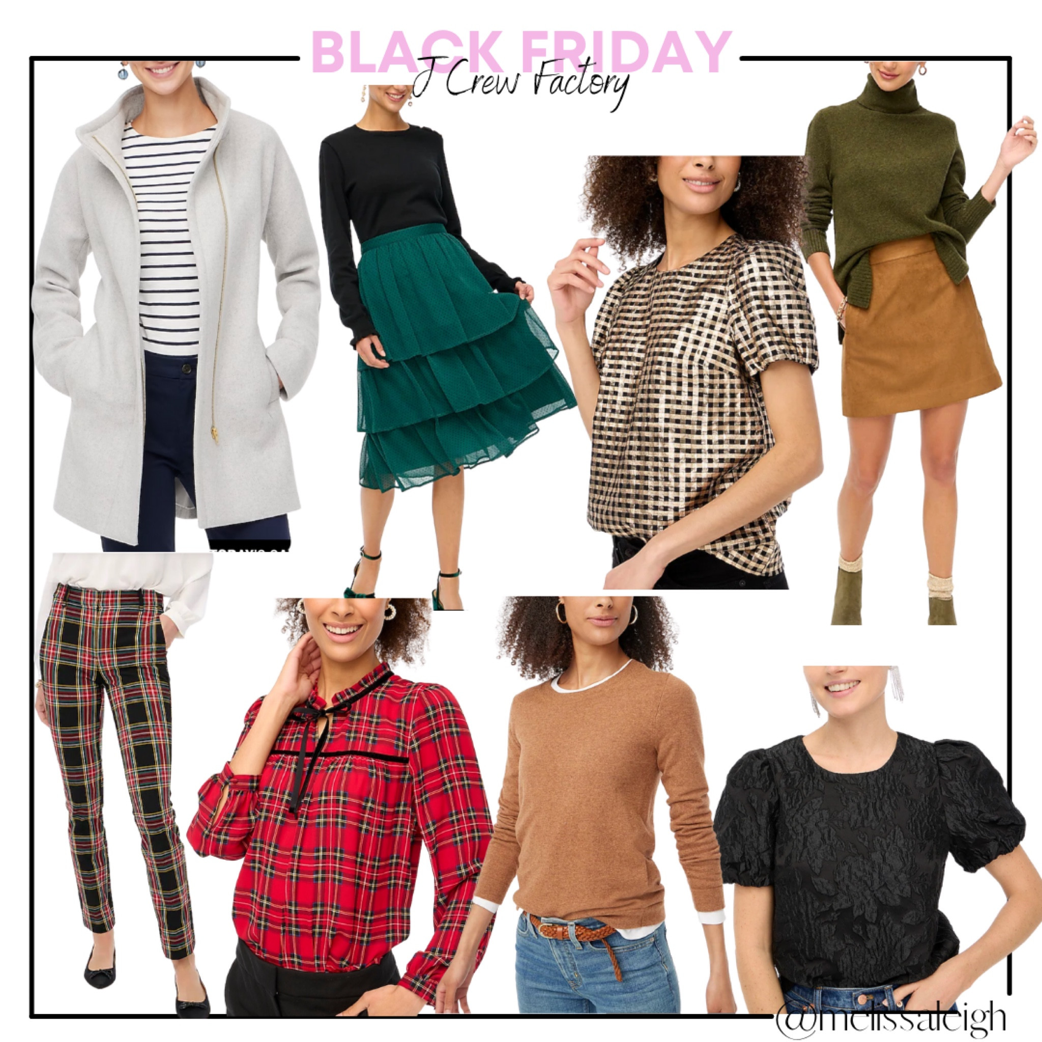 Black Friday J crew factory - 50-70% off site wide - wool coat, ruffle tiered skirt, sequin top, turtleneck tunic sweater, plaid pants, lace blouse, plaid blouse - classic style, preppy style, holiday outfit, holiday party, holiday dress 

#LTKCyberweek #LTKHoliday #LTKworkwear