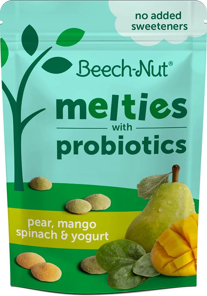 Beech-Nut Melties with Probiotics, Stage 3, Pear Mango Spinach & Yogurt Toddler Snack, 1 oz Pouch | Walmart (US)