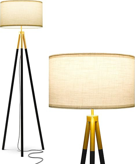 Brightech Levi LED Floor Lamp, Great Living Room/Farmhouse Décor, Black-and-Gold Tripod Lamp for... | Amazon (US)