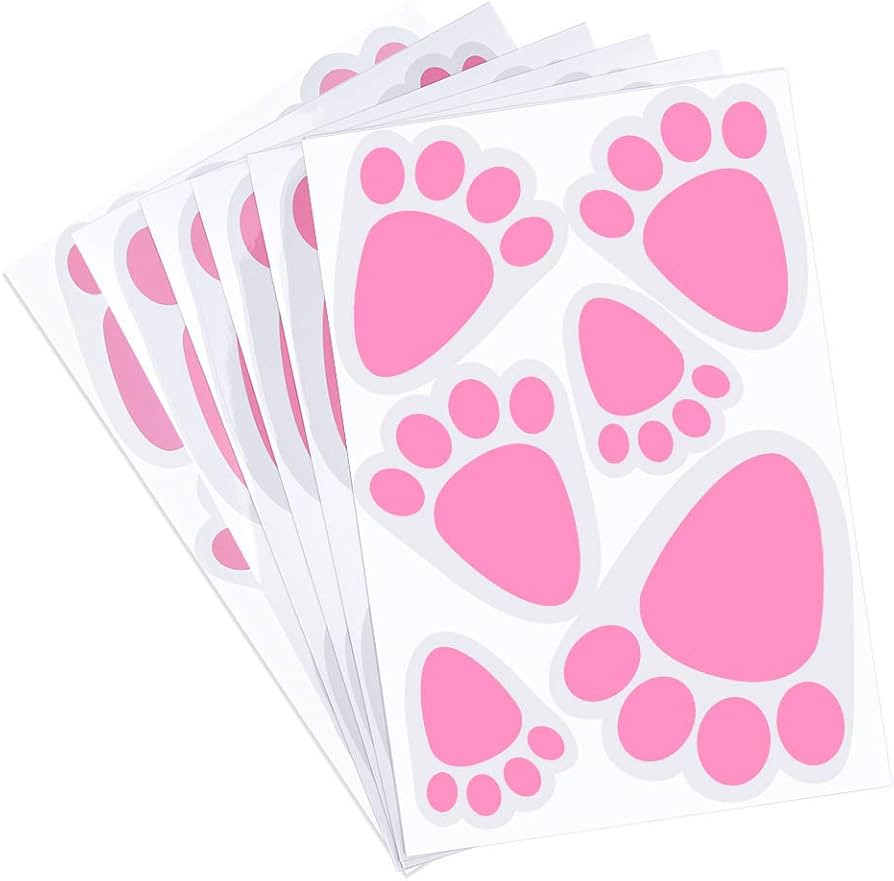 KUUQA 6 Sheet 36PCS Easter Bunny Feet Home Floor Clings Footprints Decals Stickers for Easter Hom... | Amazon (US)
