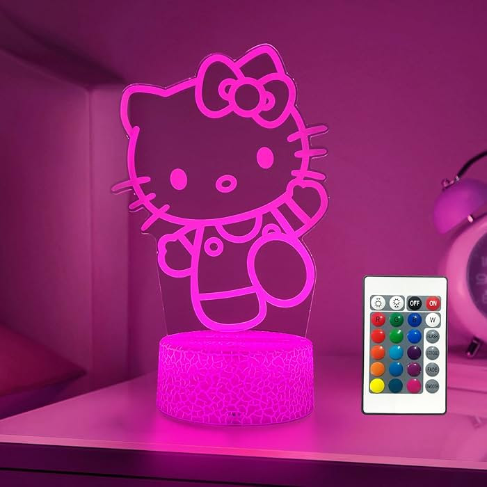 Cat Night Light Cute Night Light - Anime Charater 16 Color Change Decor Kitty Lamp with Remote, D... | Amazon (US)