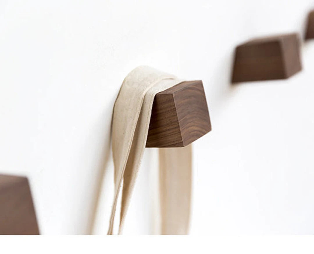 Solid Wood Hook Modern Decor Wall Hook Beech Black Walnut Coat Hook Hanger Wall Bag Hat Hook Simp... | Etsy (US)