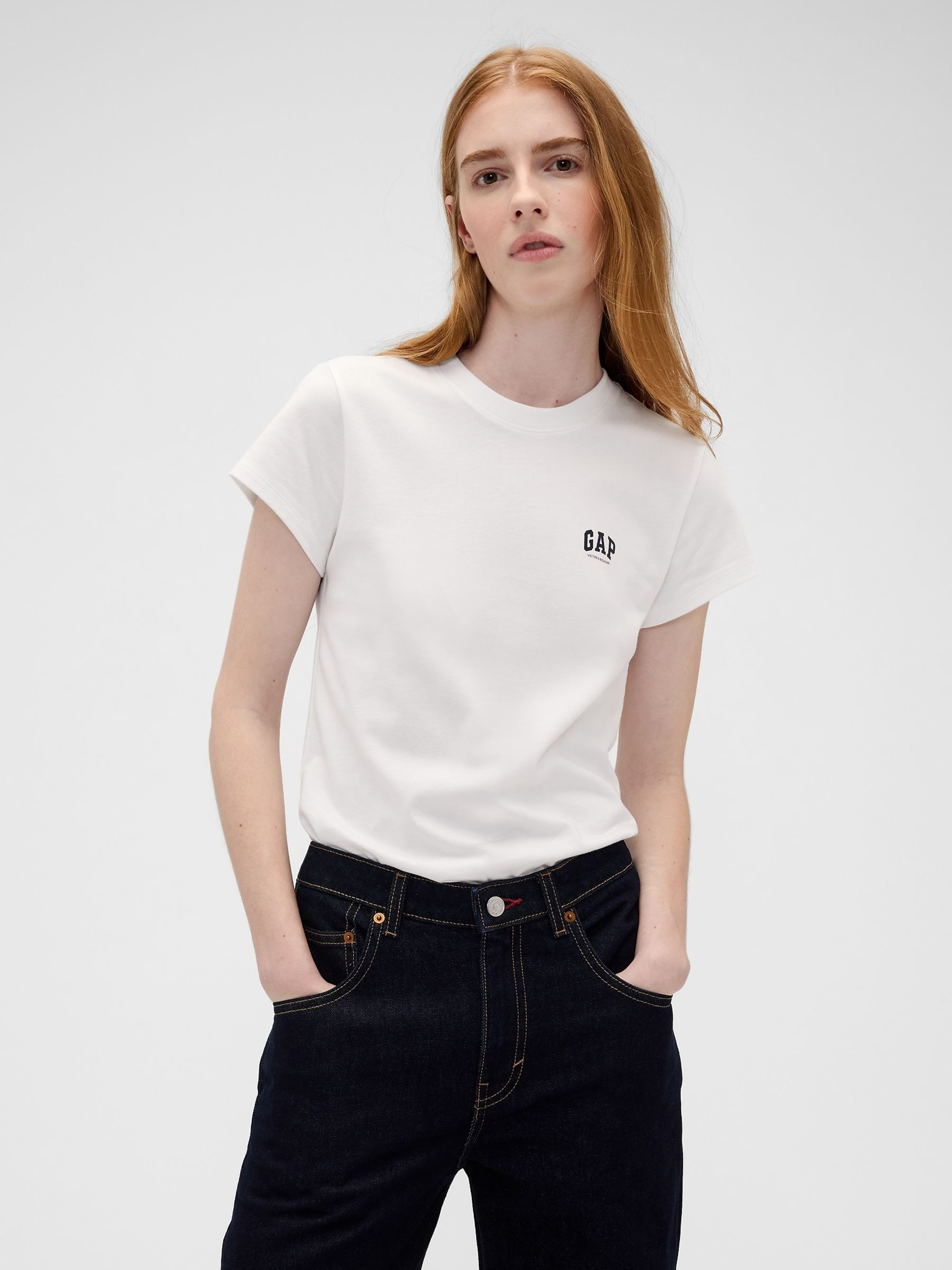 Gap x Victoria Beckham White Logo T-Shirt | Gap | GAP UK