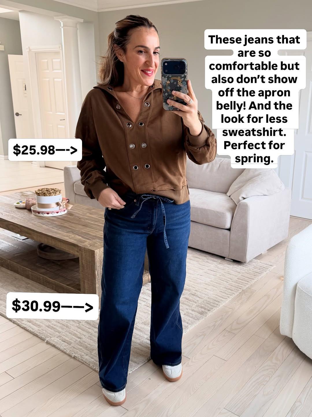 Wearing a medium in all. Pants you can size down 1.  

 #LTKootd #LTKOver40 #LTKMidsize