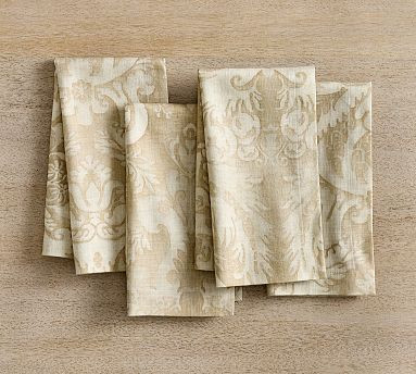 Stella Damask Organic Cotton Napkins - Set of 4 | Pottery Barn (US)