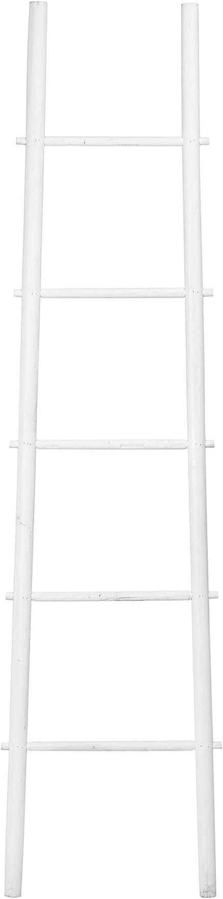 Creative Co-Op Fir Wood Blanket, White Decorative Ladder | Amazon (US)