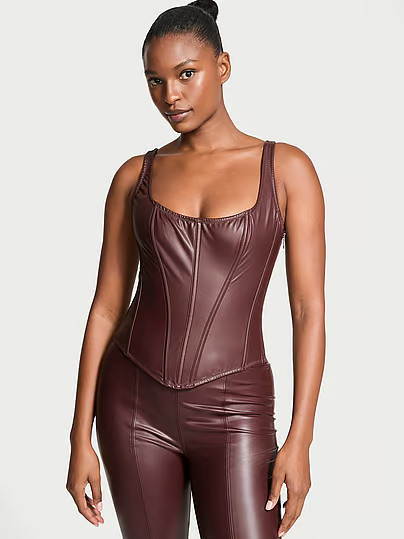 Very Sexy Classic Faux Leather Corset Set, Red, Mdd - Women's Corsets - Victoria's Secret | Victoria's Secret (US / CA )