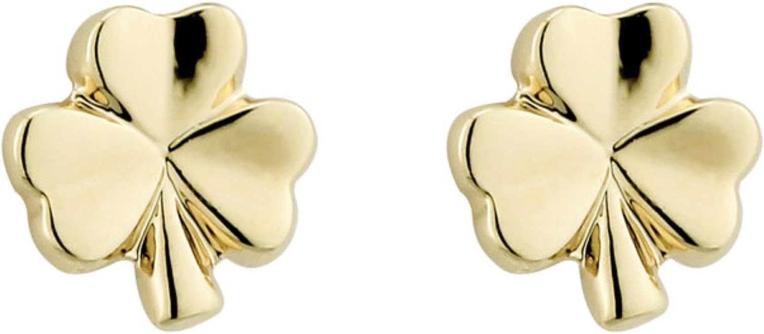 Biddy Murphy, Irish Shamrock Gold Earrings for Women, 10k Gold-Pated Studs, Lucky Celtic Jewelry,... | Amazon (US)