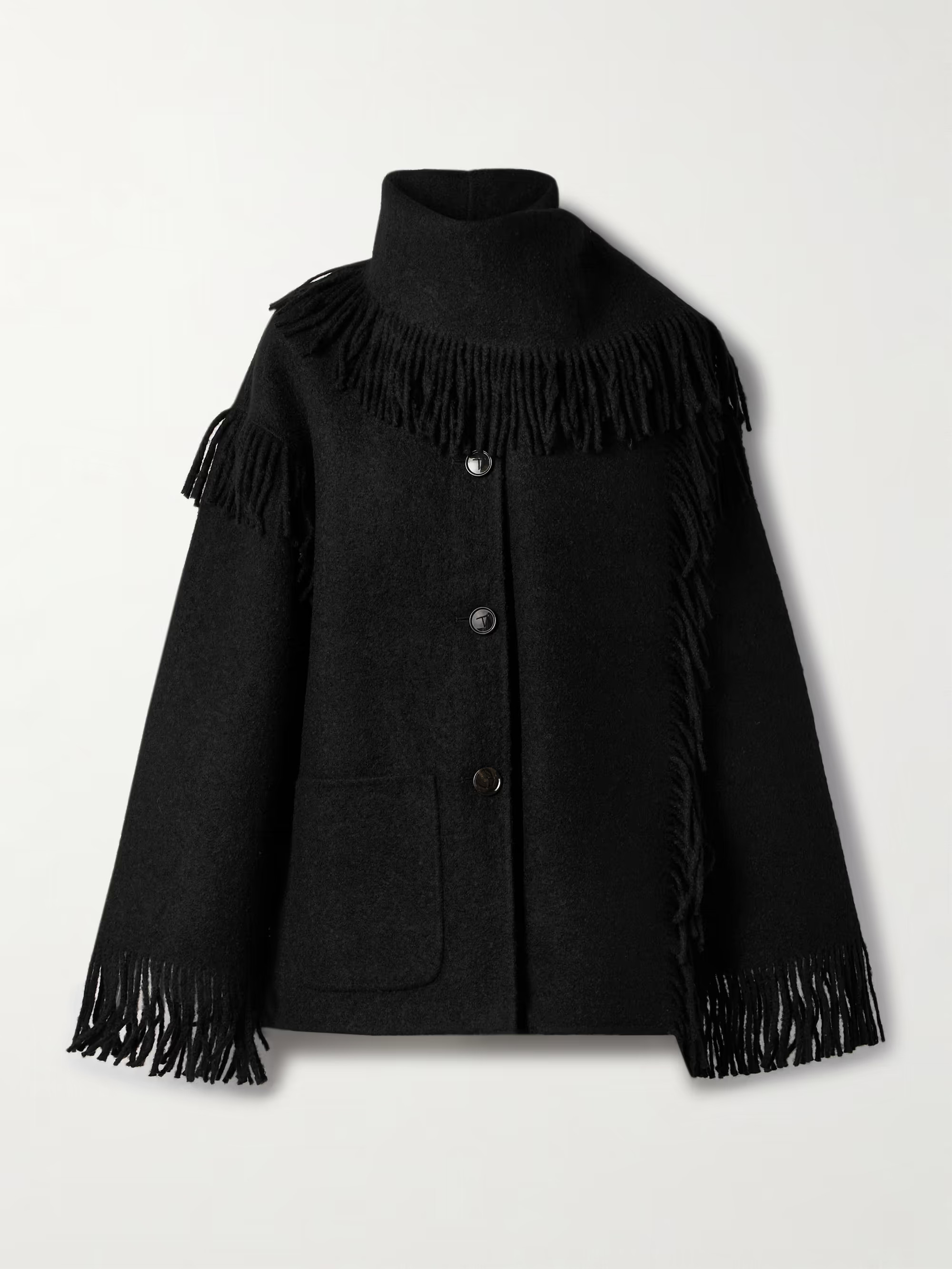 Draped fringed wool-blend jacket | NET-A-PORTER (US)