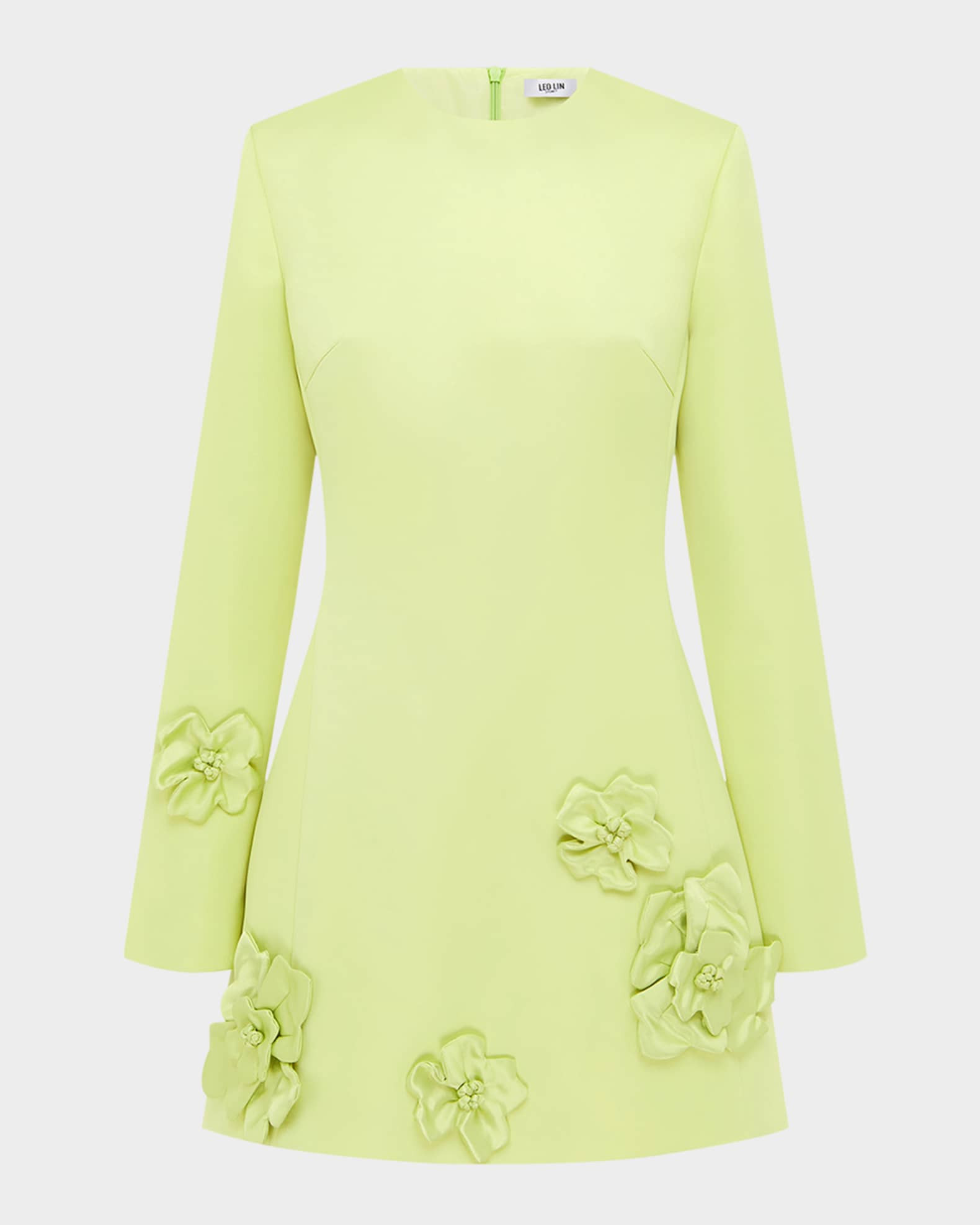LEO LIN Aliza Floral Applique Fit-&-Flare Mini Dress | Neiman Marcus