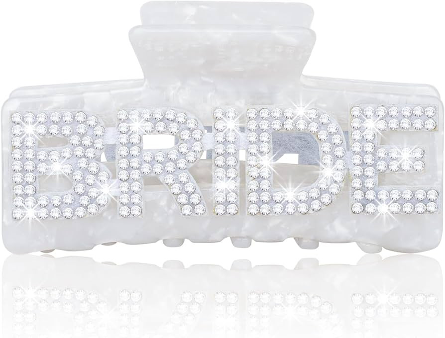 Bride Claw Clip - Bride Hair Clip Accessories Wedding with Rhinestone Logo White Bride to be Gift... | Amazon (US)