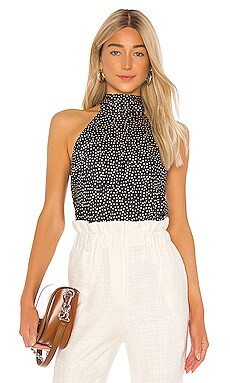 Alexis Vartan Top in Navy & Beige Dot from Revolve.com | Revolve Clothing (Global)