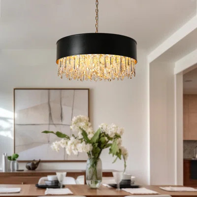 Jocsan 9 - Light Dimmable Drum Chandelier with Crystal Accents | Wayfair North America