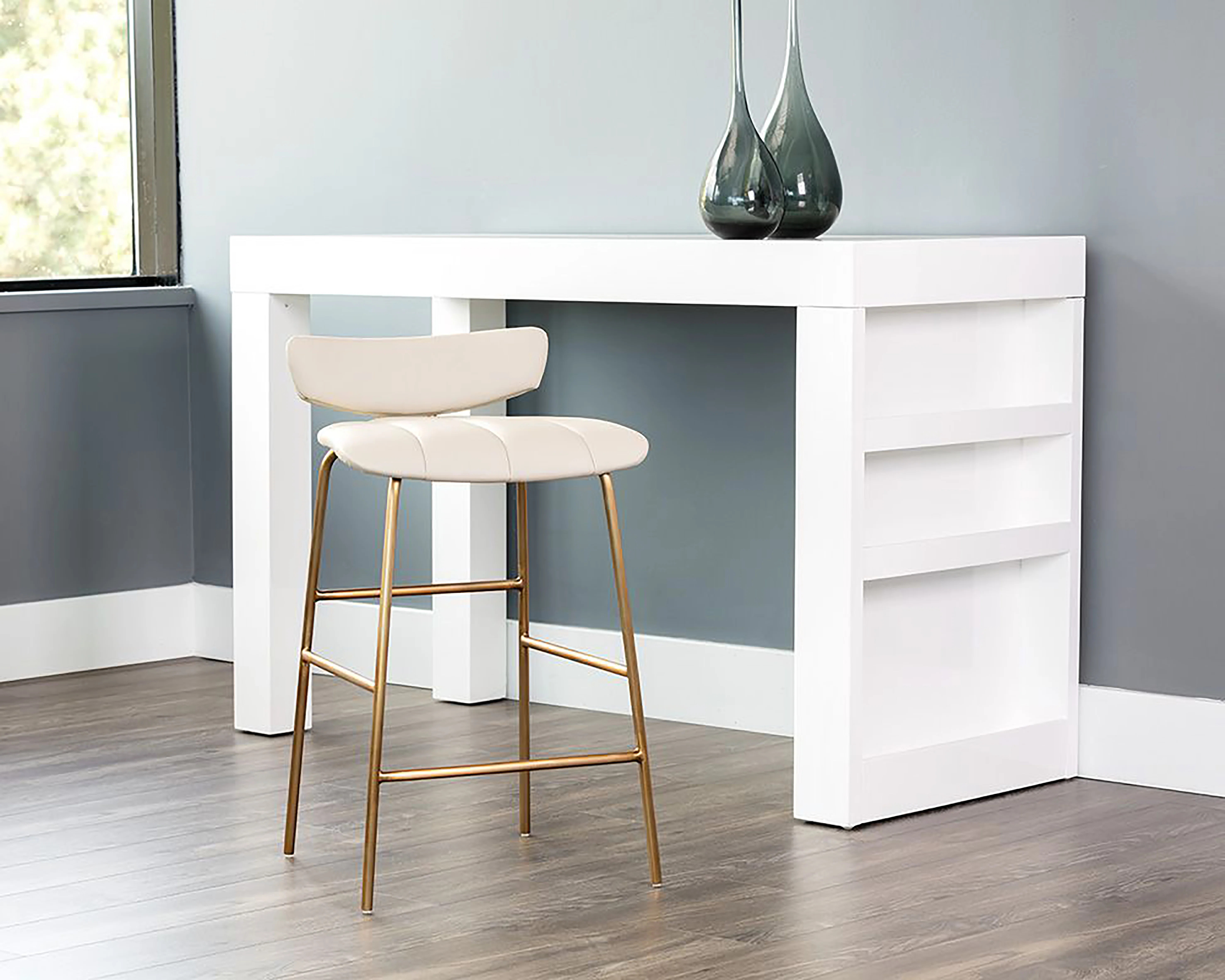 Deatherage Upholstered Counter Stool with Metal Frame - Cream | Wayfair North America