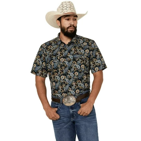 Cody James Men s 18 Carat Paisley Print Short Sleeve Snap Western Shirt - CJSP24W60-NVY Medium | Walmart (US)